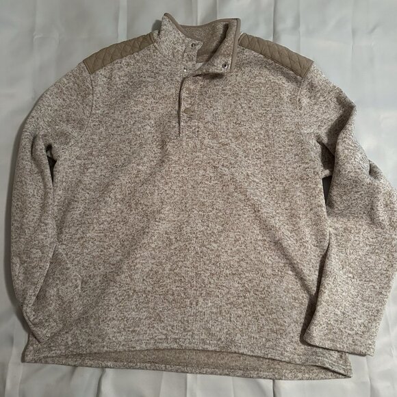 Goodfellow & Co Men’s Sweater Cream Shoulder Patches Cream/Tan - Picture 1 of 5